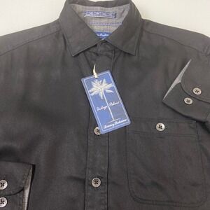 Tommy Bahama Mens XS Indigo Palms Ocean Wash Twill Black Long Sleeve Shirt NEW